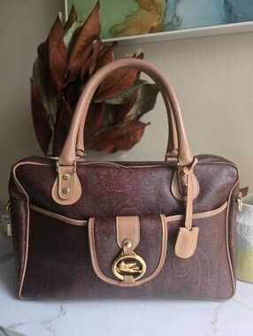GUC Etro Brown Paisley Pegasus Limited Edition Satchel Handbag
